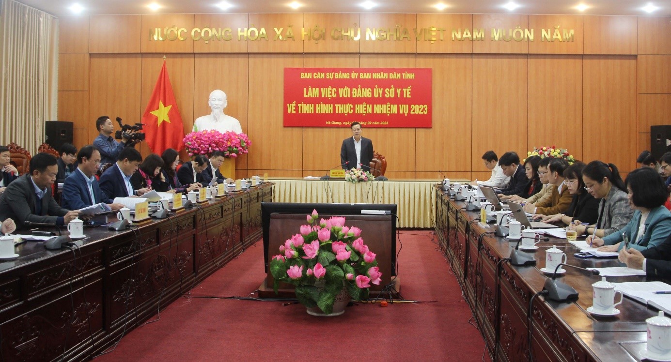 Ban cán sự Đảng UBND tỉnh làm việc với Đảng Ủy Sở Y tế về tình hình thực hiện nhiệm vụ năm 2023