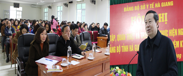 Đồng chí Lương Viết Thuần –Bí thư Đảng ủy, Giám đốc Sở Y tế phát biểu chỉ đạo Hội nghị