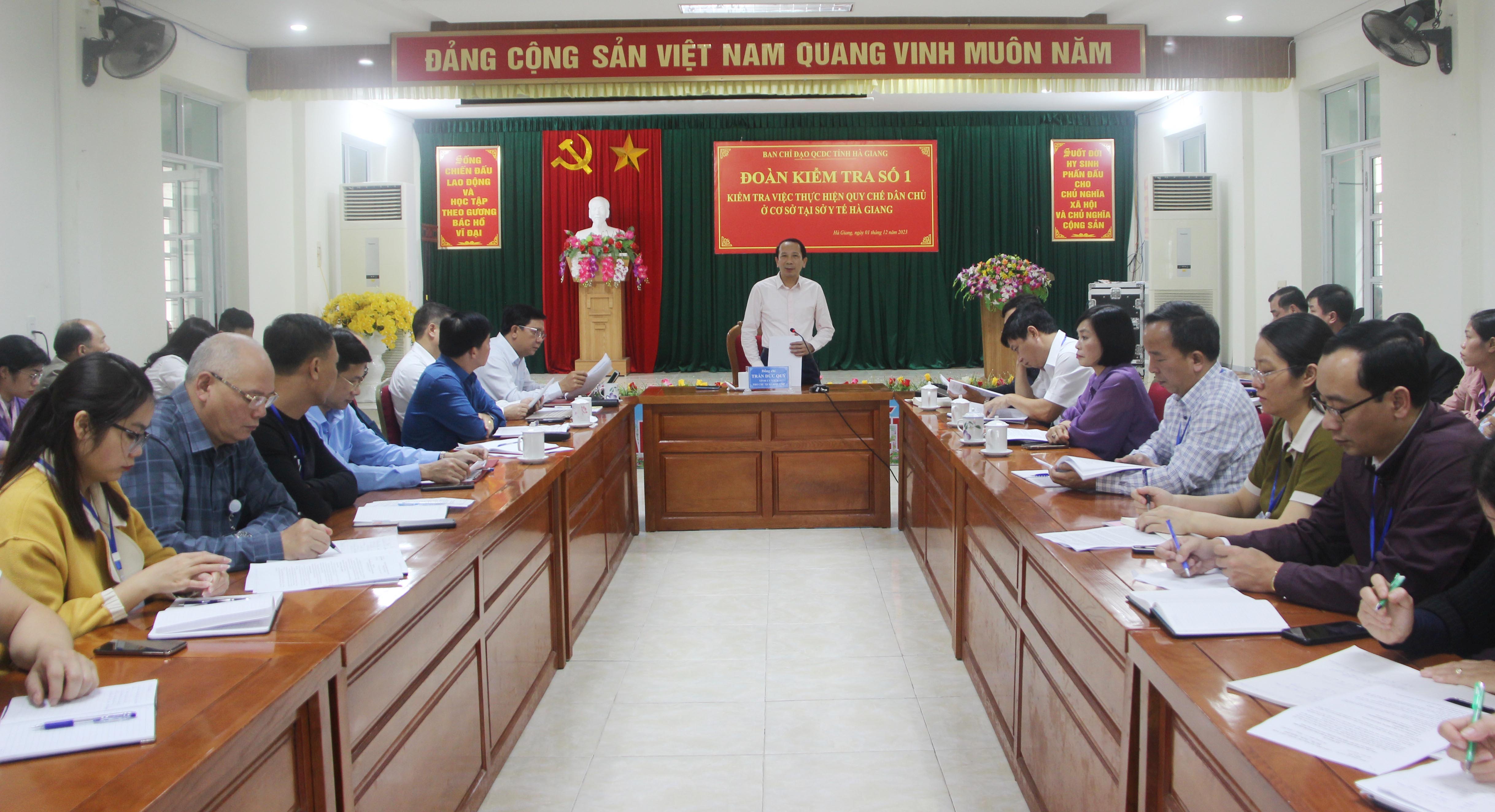 Đồng chí Trần Đức Quý, Tỉnh ủy viên, Phó Chủ tịch UBND tỉnh phát biểu kết luận tại buổi kiểm tra.