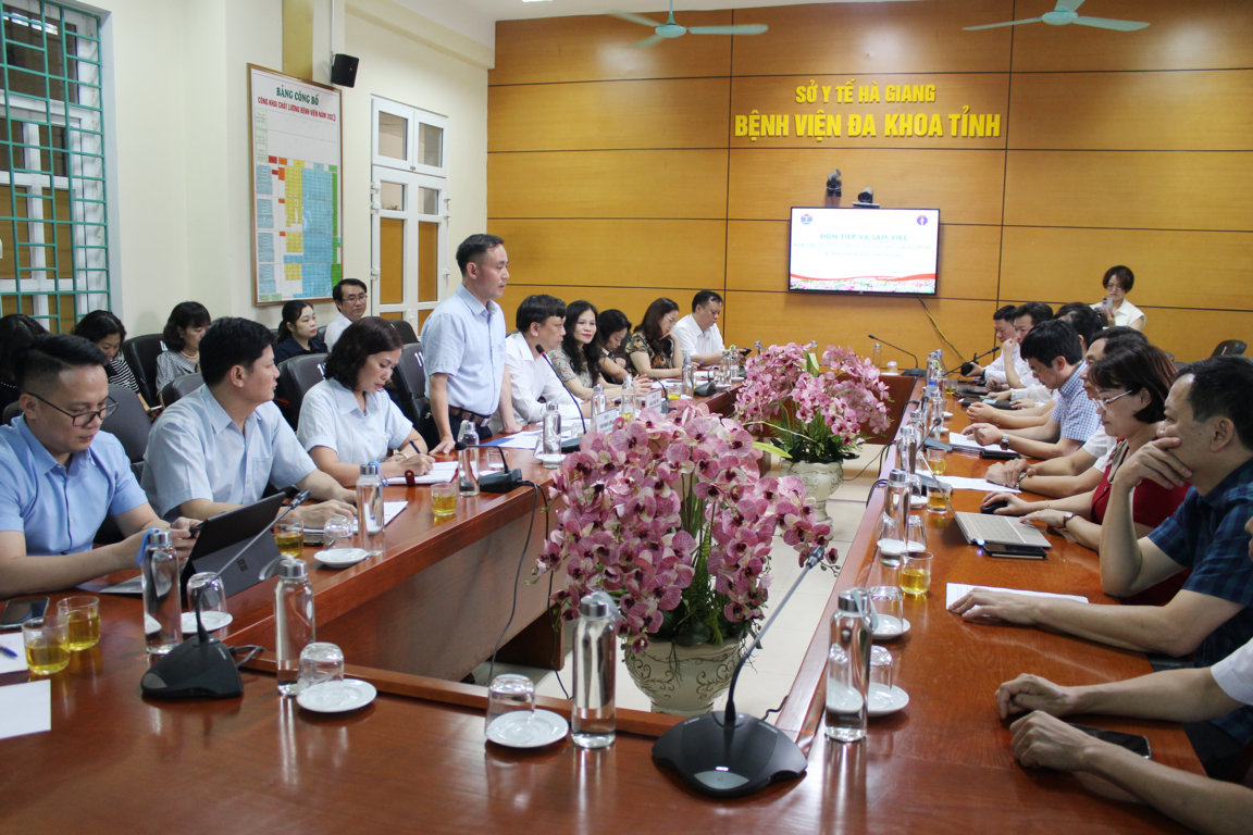 Bs.CKII Đinh Mạnh Cường, Phó Giám đốc Sở Y tế Bắc Kạn phát biểu tại buổi làm việc