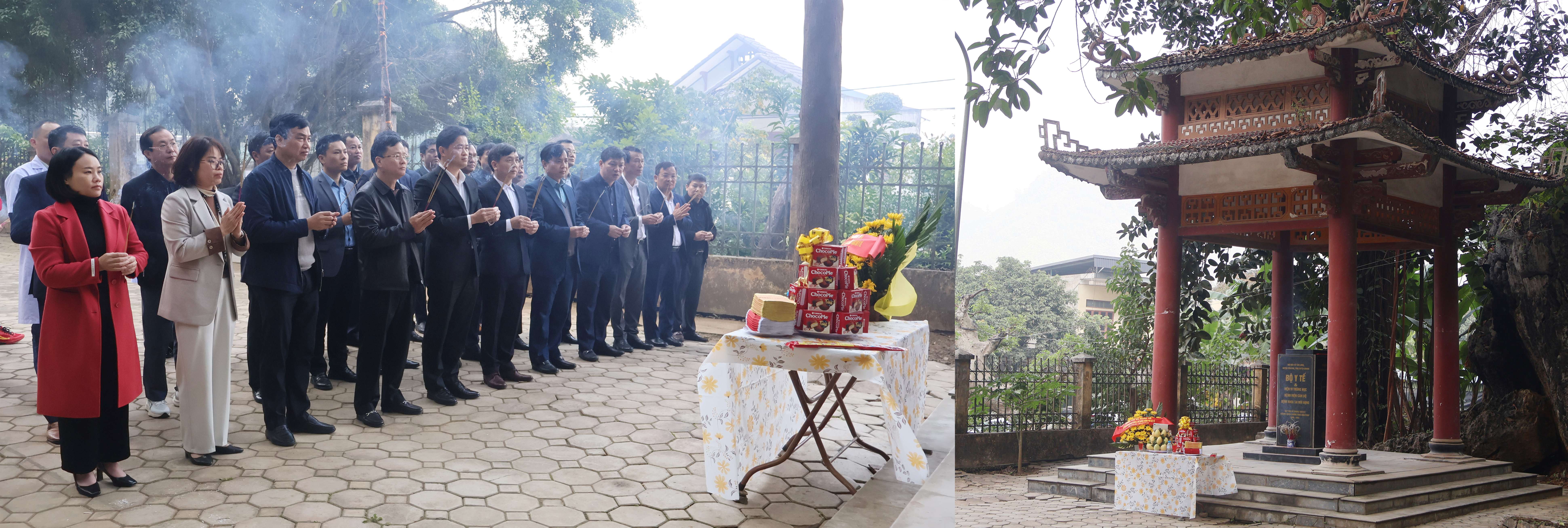 Đoàn công tác của Bộ Y tế dâng hương tại Khu di tích lịch sử của Bộ Y tế tại xã Tân Long, tỉnh tuyên Quang