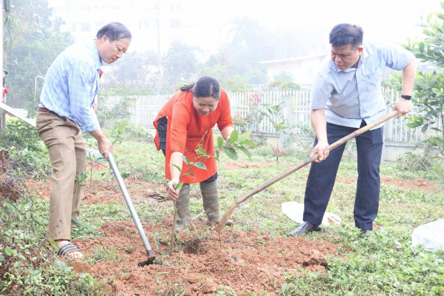 Lãnh đạo Trung tâm Kiểm soát bệnh tật tham gia trồng cây